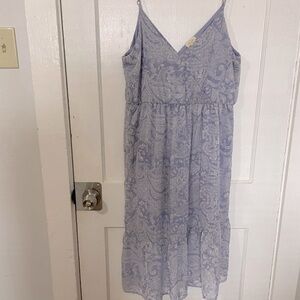 Paisley Light Blue White Dress Size h